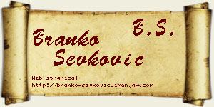 Branko Ševković vizit kartica